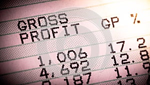 Green bar Sales report showing gross profit