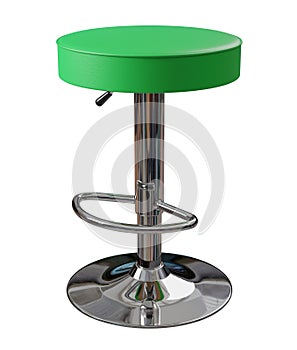 Green bar stool isolated on white background