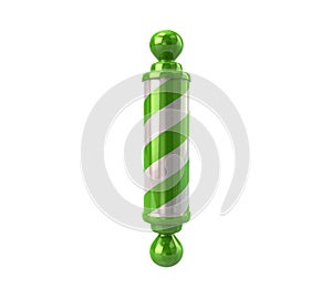 Green Barber shop pole icon 3d illustration