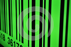 Green barcode with selective focus