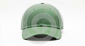 Green Baseball Cap on White Background