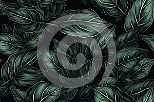 Green basil leaf texture. Generative AI