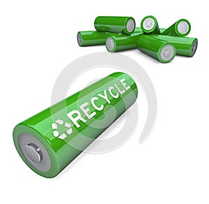 Green Batteries - Recycling Symbol on AA Battery