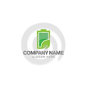 Green battery energy logo template