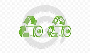 Green battery and process of recycling battery logo design. Ecological lithium-Ion battery recycling or safe energy graphic design