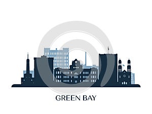 Green Bay skyline, monochrome silhouette.