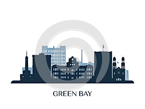 Green Bay skyline, monochrome silhouette. photo