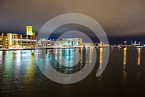 Green bay wisconsin city downtown skyline at night photo
