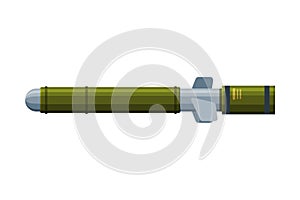 Green Bazooka Portable Rocket Launcher, Military Weapon Object Flat Style Vector Illustration