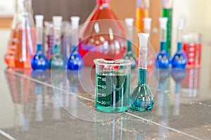 Green Beaker and Flask