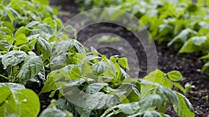 Green bean -  Cupidon bushes in the vegetabe garden photo