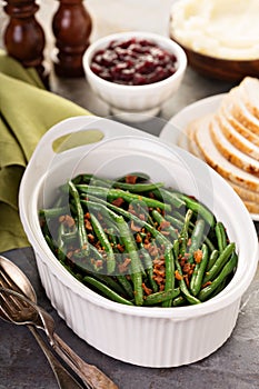 Green beans with bacon for Thanksgiving or Christmas dinner