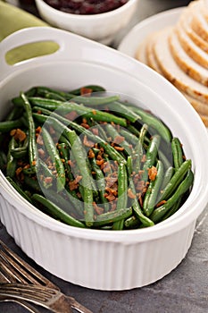 Green beans with bacon for Thanksgiving or Christmas dinner