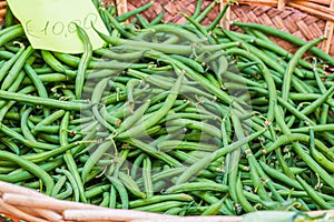 Green beans in a basket