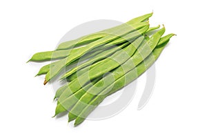 Green beans handful isolated on white background photo