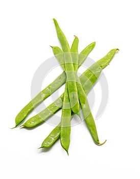Green beans isolated on white background photo