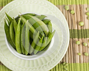 Green Beans Pods on Bamboo Placemat
