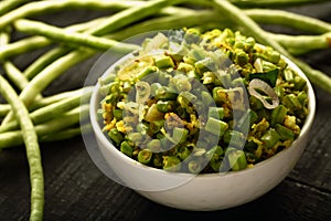 Green beans stir fry with coconut