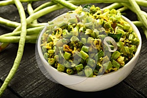 Green beans stir fry with coconut- thoran