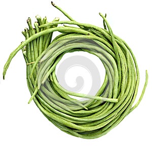 Green beans on white background