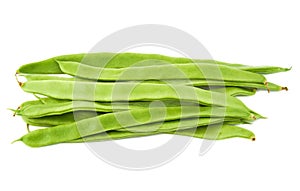 Green beans on a white background.