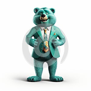 Green Bear: A Cartoon Realism Character With A Money Theme photo