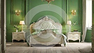 Green beautiful bedroom classic furniture