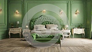 Green beautiful bedroom classic furniture