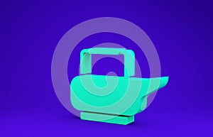 Green Bedpan icon isolated on blue background. Toilet for bedridden patients.  3d illustration 3D render