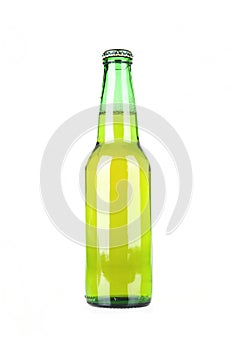 Green Beer Bottle On White