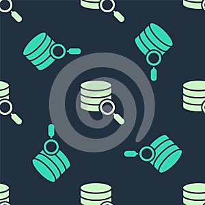 Green and beige Server, Data, Web Hosting icon isolated seamless pattern on blue background. Vector