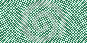 Green and beige vector checkered seamless pattern with optical illusion effect