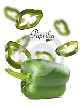 Green bell pepper with sliced rings