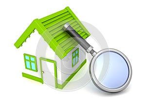 Green best choice house with magnify search glass