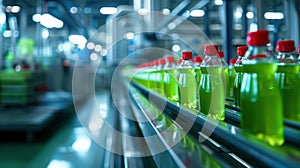 The green beverage bottles. AI generated photo