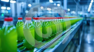 Bottles on a Production Line. AI generated photo