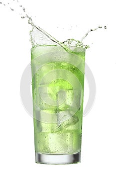 Green beverage splash isolated photo