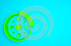 Green Bicycle brake disc icon isolated on blue background. Minimalism concept. 3d illustration 3D render