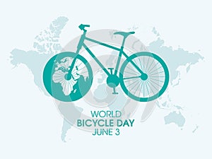 World Bicycle Day Poster with green bike silhouette vector