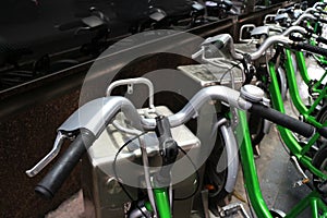 Green Bicycles for Rental in the City