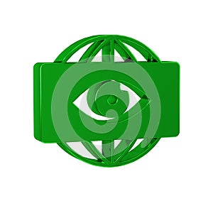 Green Big brother electronic eye icon isolated on transparent background. Global surveillance technology, computer