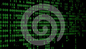 Green binary code background, digital data and technology concept, Stock Photo, Generative AI