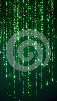 Green Binary Code Matrix Digital Rain Data Stream Computer Background
