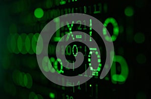 Green Binary Code Numbers Black Screen Abstract Matrix Background. AI Generative
