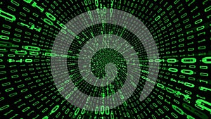 Green Binary Code Tunnel Effect digital data