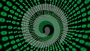 Green Binary Code Tunnel Vortex Abstract Digital Background technology data