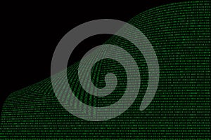 Green binary computer code on black background