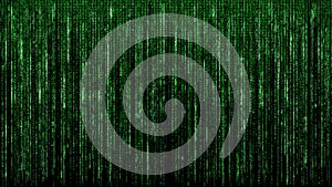 Green binary matrix code abstract computer hacker digital network black background