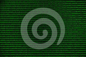 Green binary numbers, zeros and ones, background and IT concept