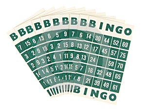 Green bingo cards isolated